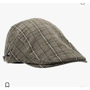 Newsboy Unisex Cap Flat Top Cotton Beret Adjustable Plaid Beret